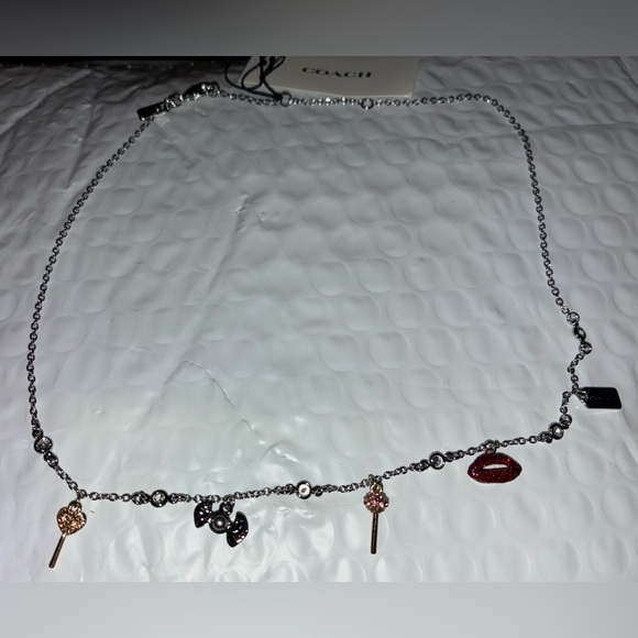 COACH Silver Tone Rhodium Charms Chain Necklace NWT